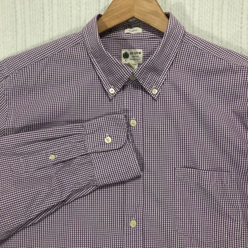 J.Crew Tailored Fit‎ Shirt Gingham Check Button Down Long Sleeve Casual L